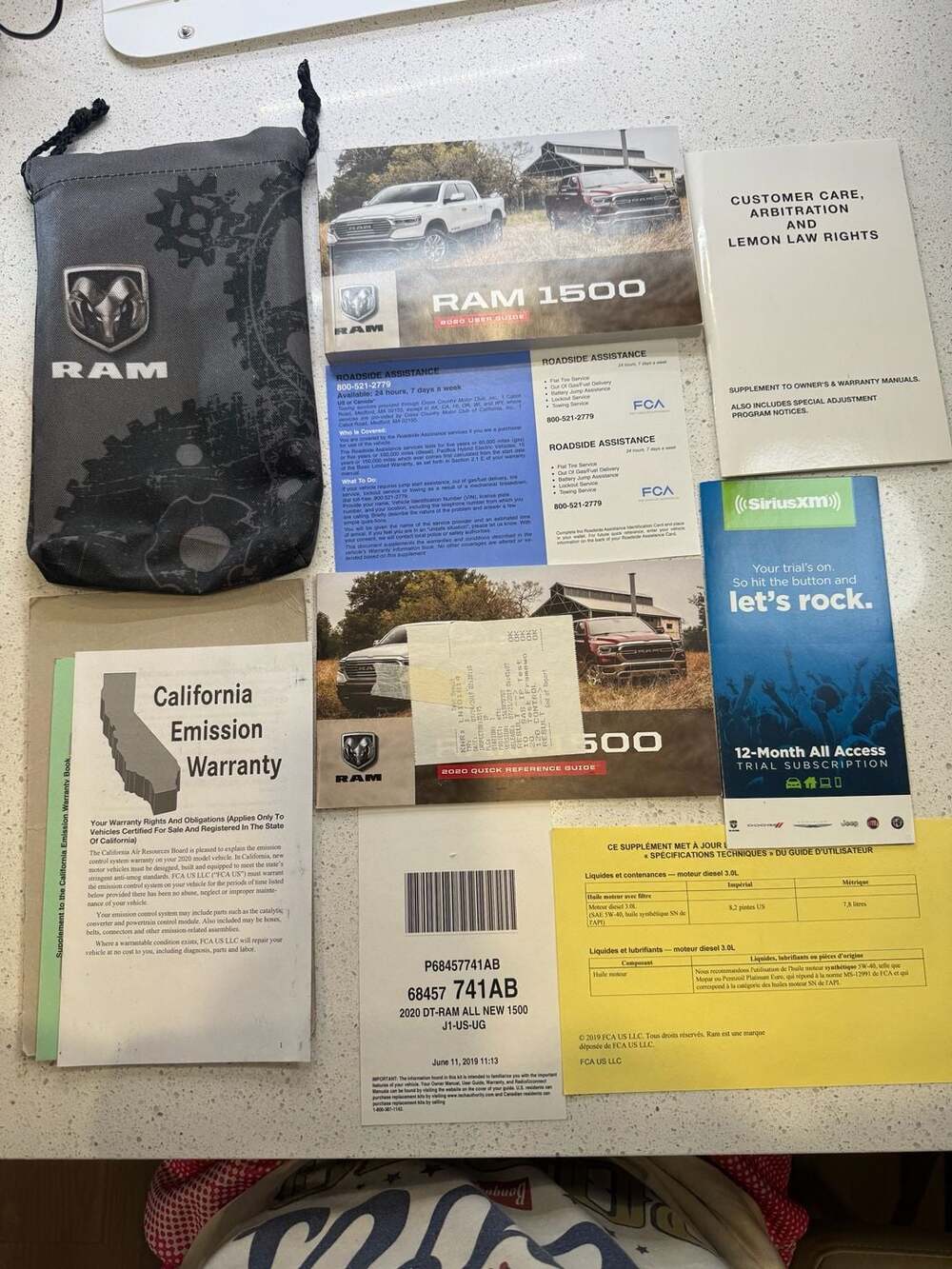 2020 Ram 1500 Owner's Manual and Reference Guide Set with Carrying Case